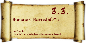 Bencsek Barnabás névjegykártya